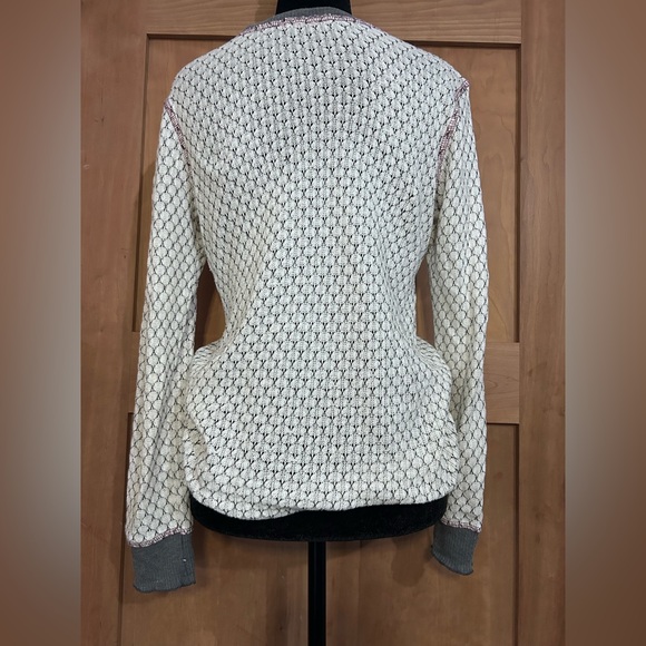 Scrapbook Cream and Gray Long Sleeve Top with Burgundy Accents - Picture 2 of 6